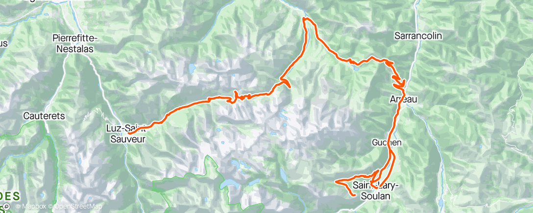 Map of the activity, Pyreneeën dag 4: 2x aspin, 2x Tourmalet en Pla D'adet