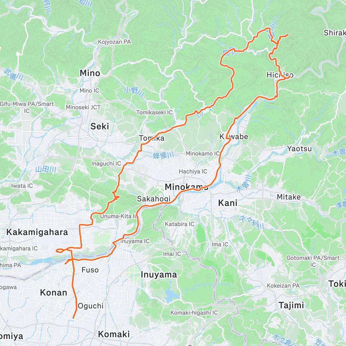Map of the activity, 空ふさがり、飛水峡ライド