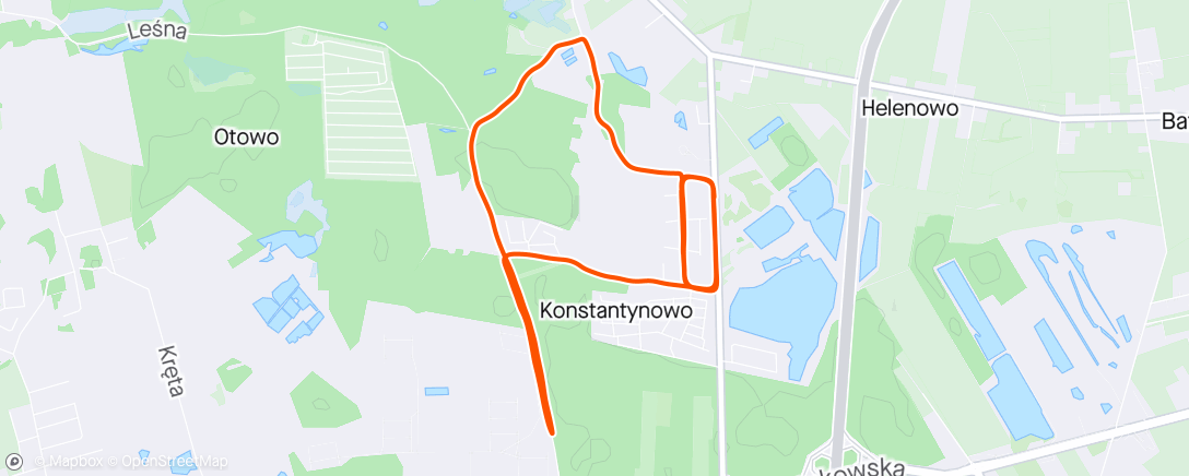 Map of the activity, 3k + 5x 500m/500m + 2k