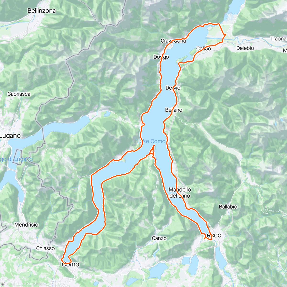 Map of the activity, Giro del Lario