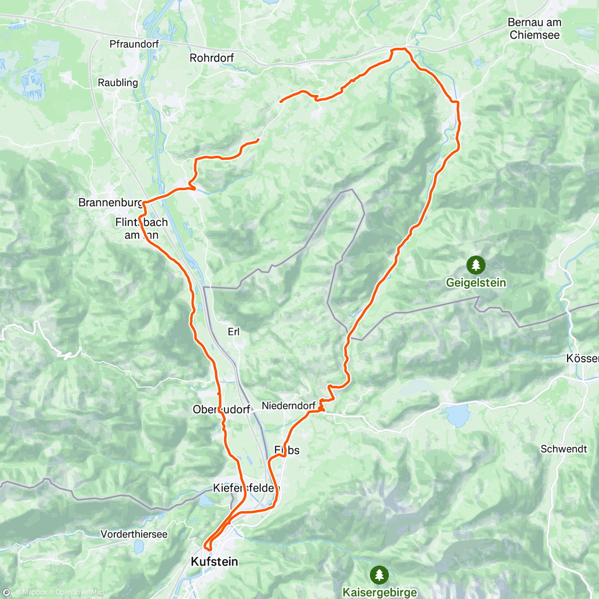 Map of the activity, Monday ride