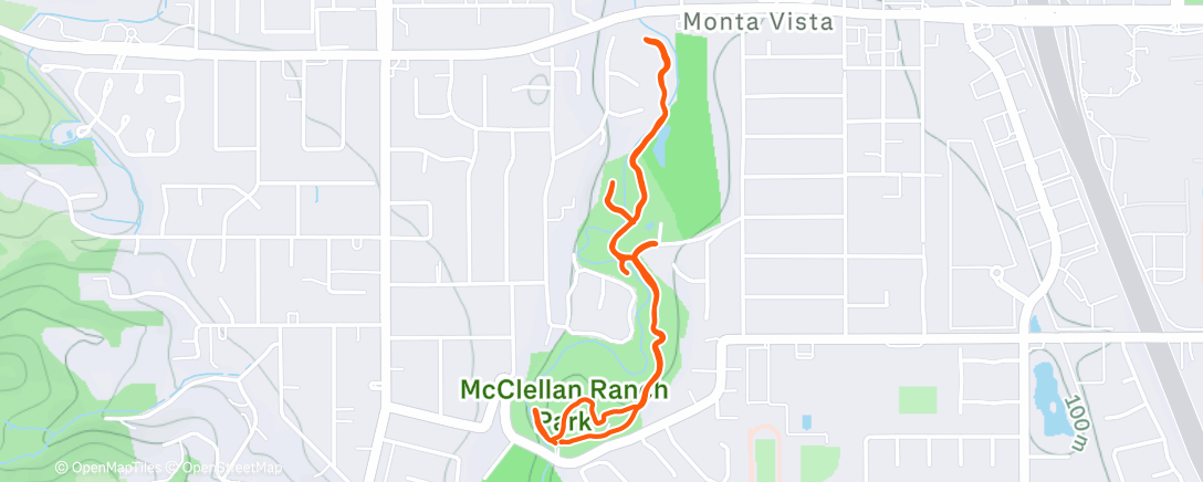 Map of the activity, McClellan Ranch Preserve walk with Jeanne