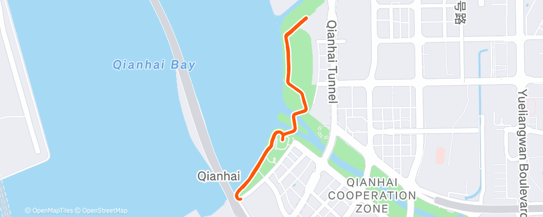 Map of the activity, 傍晚跑步