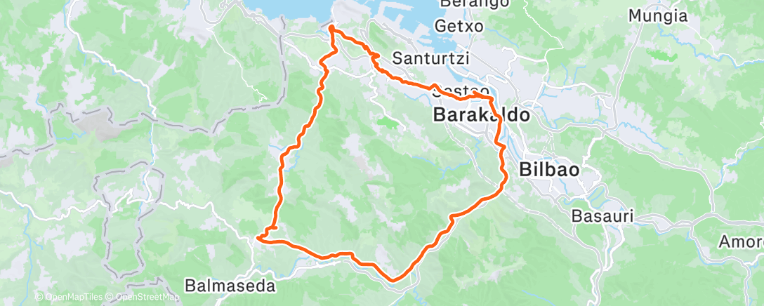 Map of the activity, Bicicleta por la tarde