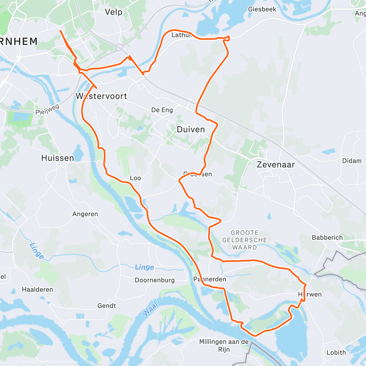 Map of the activity, Rondje Aerdt