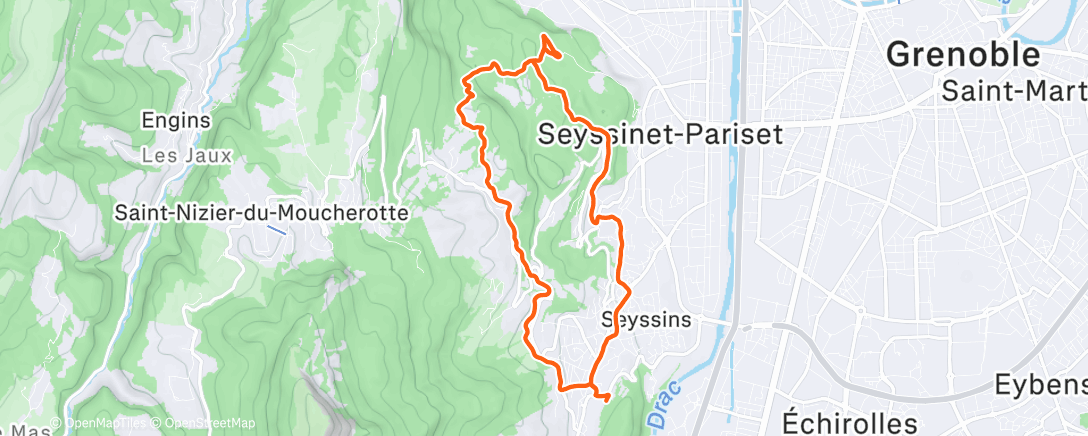 Map of the activity, Trail le midi