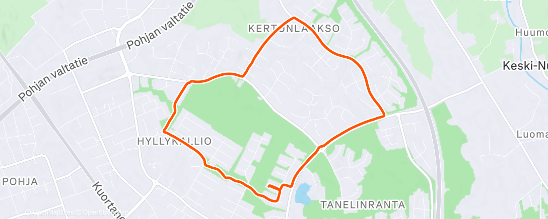 Map of the activity, Evening Run