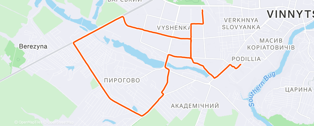 Map of the activity, Afternoon Run