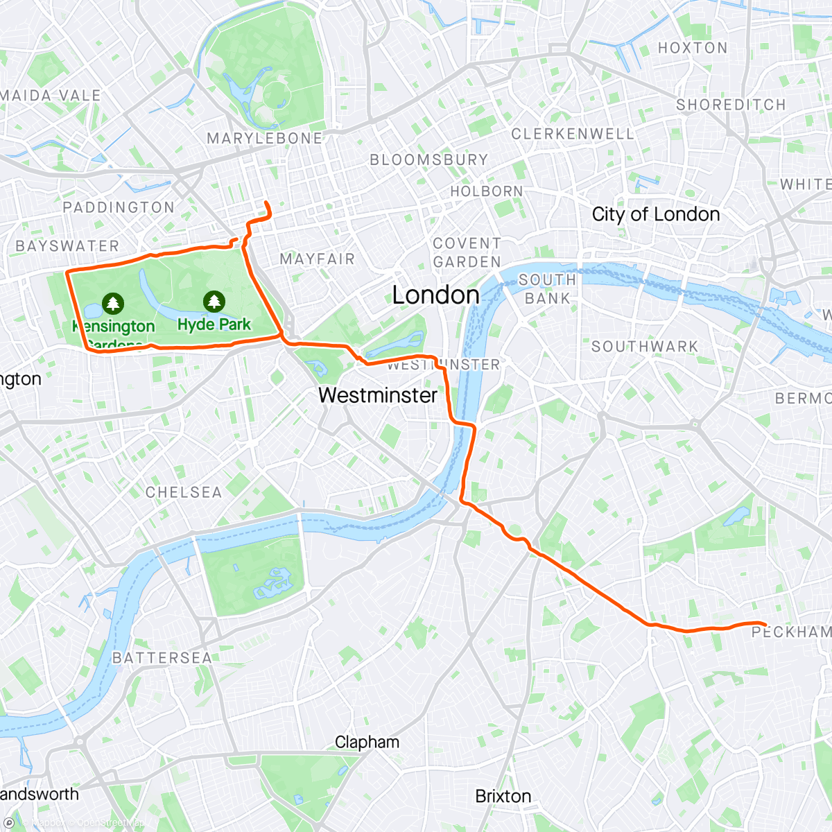 アクティビティ「Last dance 🏃‍♀️🐇🩵  100 days to London Marathon ☑️」の地図