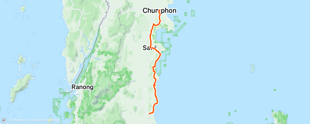 Map of the activity, Thailand: Chumphon to La Mae