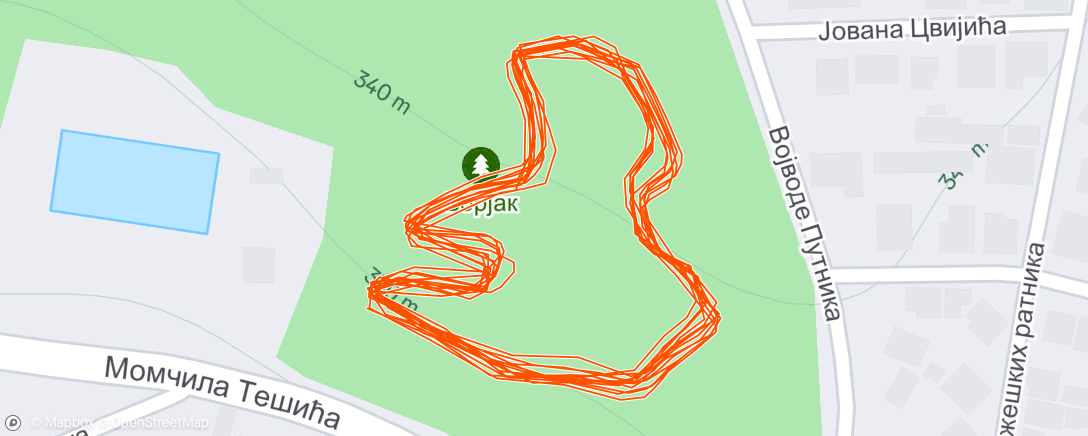 Map of the activity, Afternoon Run