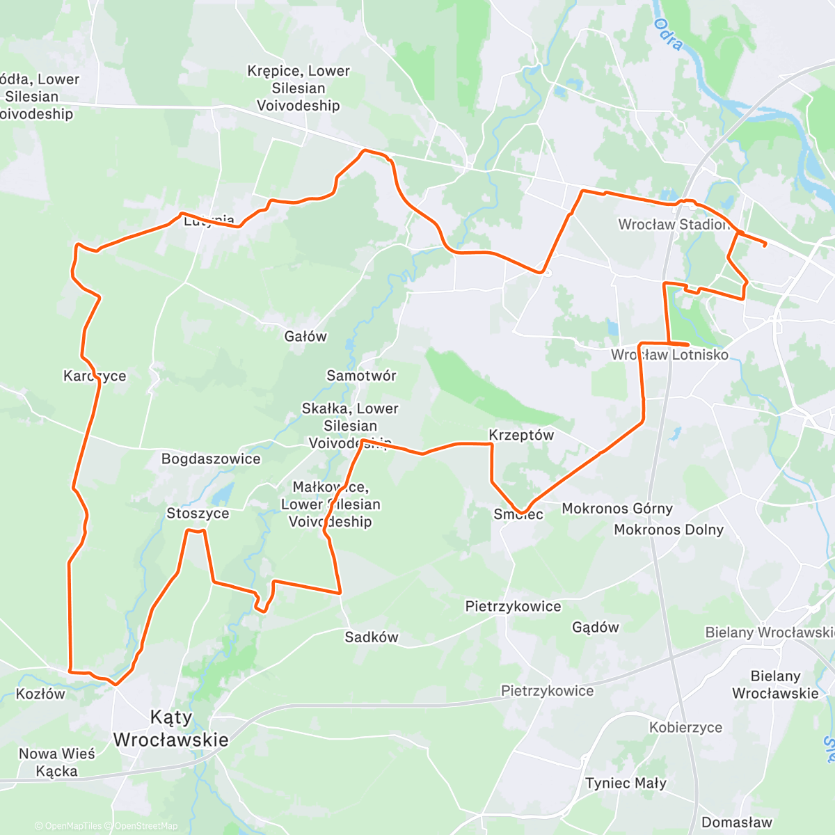 Map of the activity, Cycling