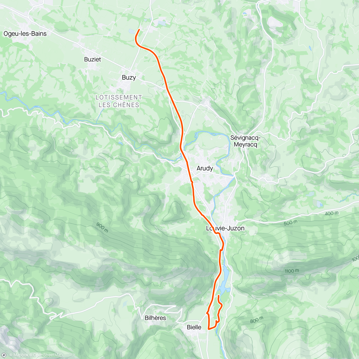 Map of the activity, Rando pour la véloroute de la vallée d'Ossau