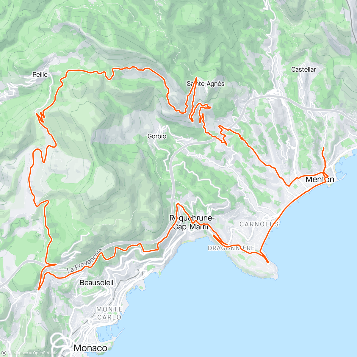 Map of the activity, Exam on Col de La Madone ✅