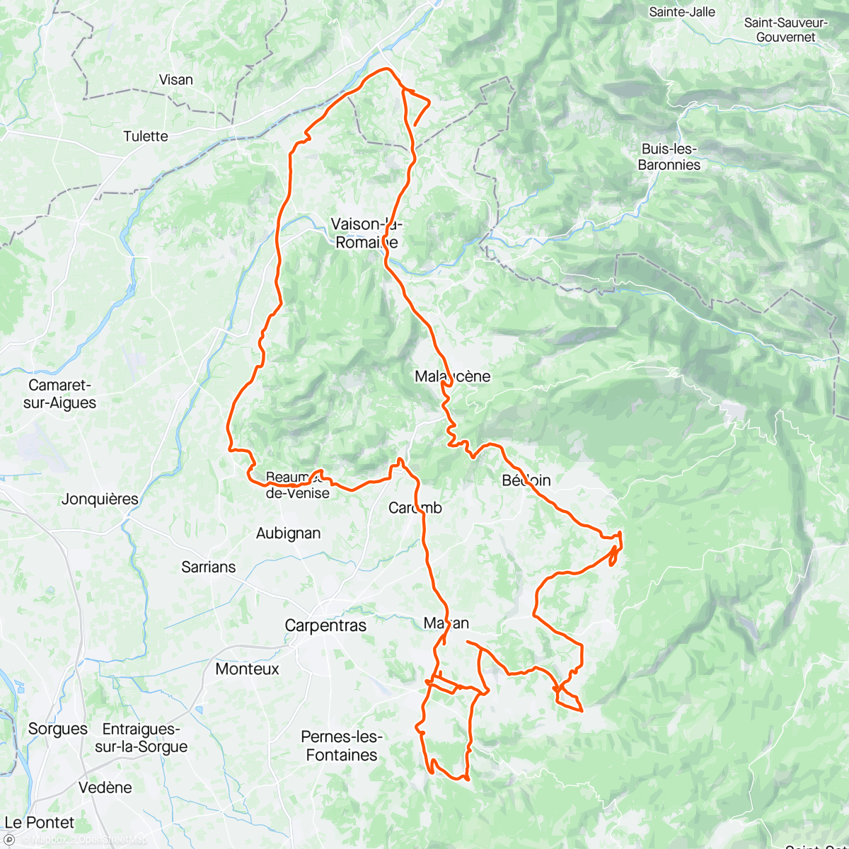 Map of the activity, Verkennen voor Vasa Sport Tour du Ventoux, ten zuid(west)en van de Ventoux
