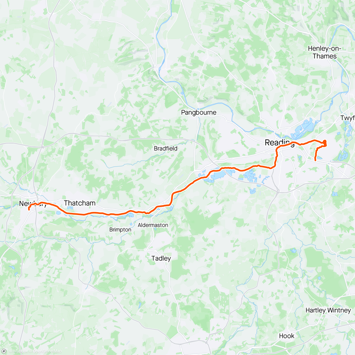 Mapa da atividade, Newbury to Woodley parkrun