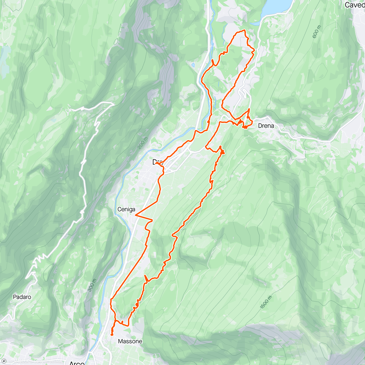 Map of the activity, Trekking da S.Martino (Arco)- Bosco Caproni- sent. della Maestra-Dosso Grande -ferrata Rio Sallagoni-Castel Drena-Marocche di Dro-Dro