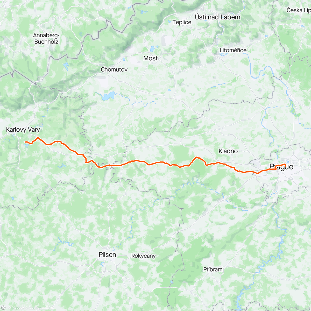 Map of the activity, Karlovy Vary —> Praha