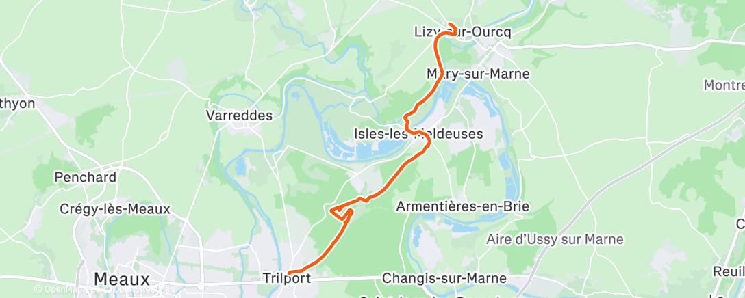 Map of the activity, Sortie vélo dans l'après-midi