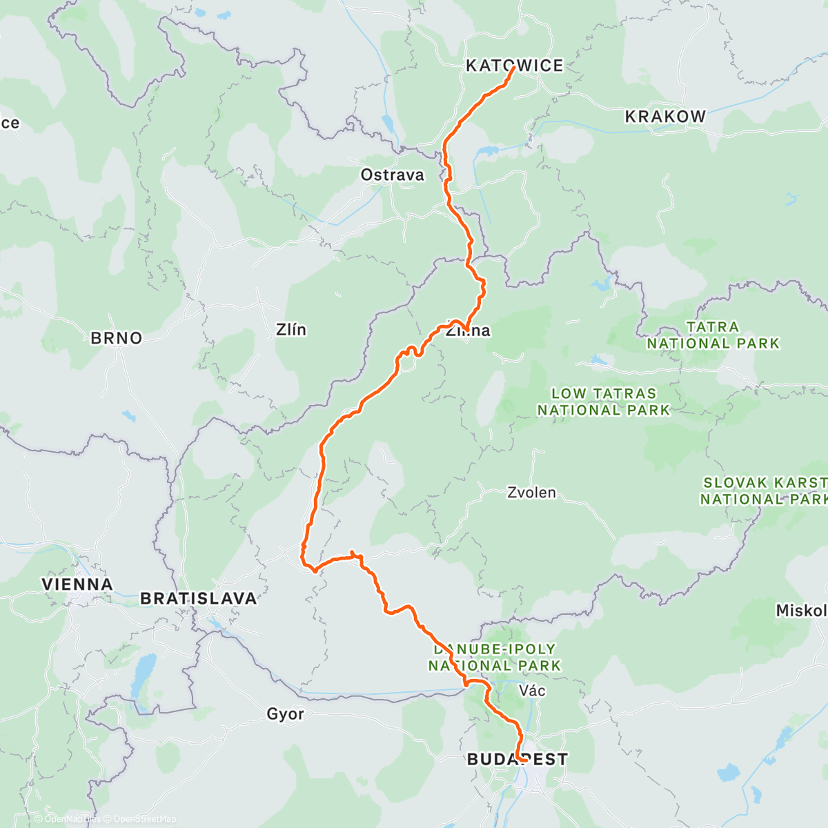 Map of the activity, Rapha festive 500 - Budapeszt 😃
