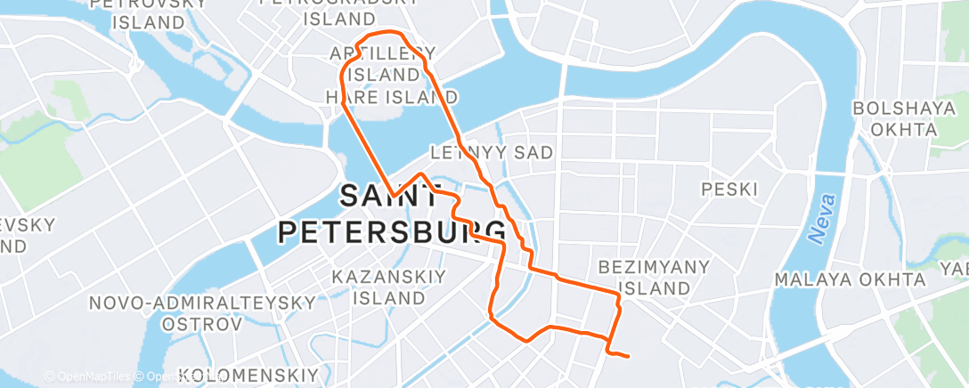 Map of the activity, Evening Run