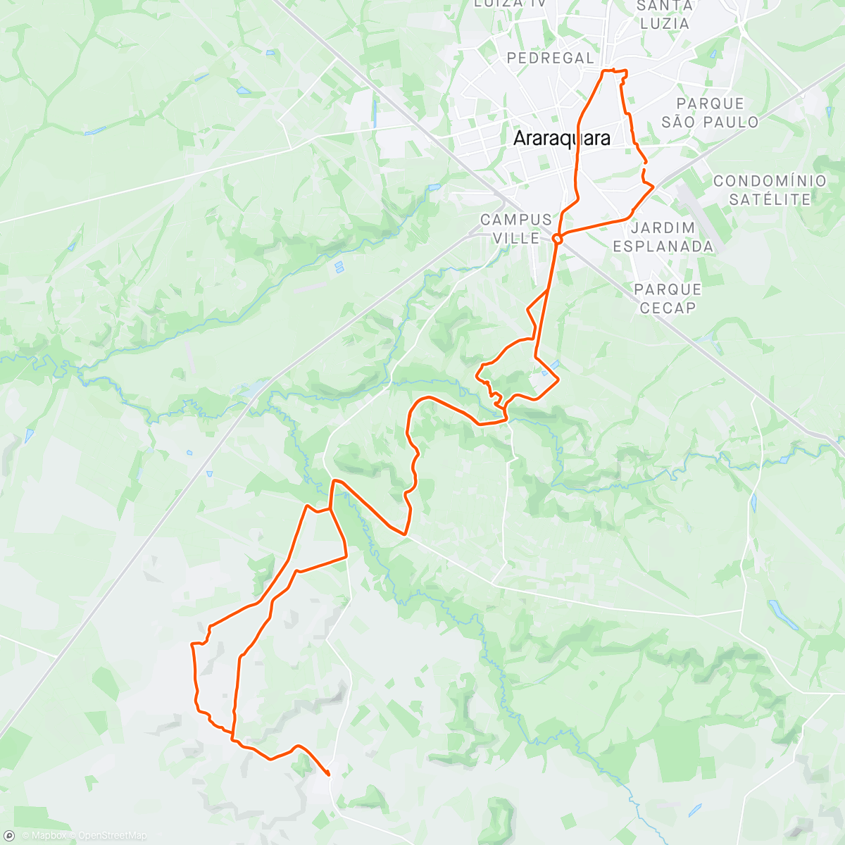 Mapa da atividade, Pedalada de mountain bike matinal