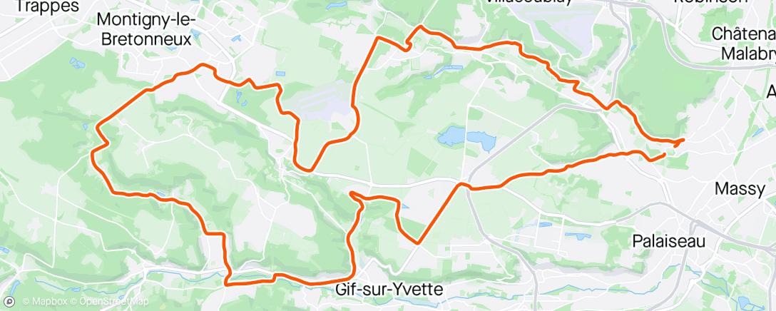 Map of the activity, Sortie vélo le matin Route solo tranquille , 🌞 et 💨 en court 😁😎 c’est le printemps ?