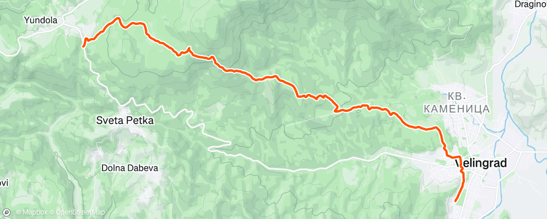 Mappa dell'attività Юндола - Локвата - Славееви скали - Велинград