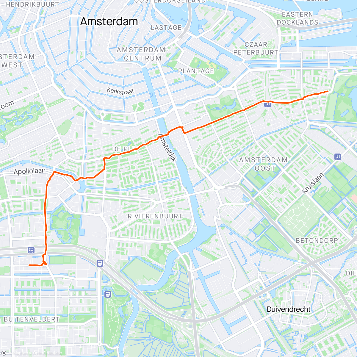 Mappa dell'attività Nachtloop van Zuid naar Oost