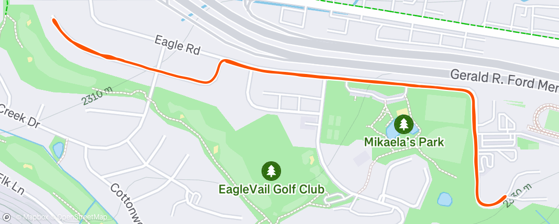 Map of the activity, Evening Run
