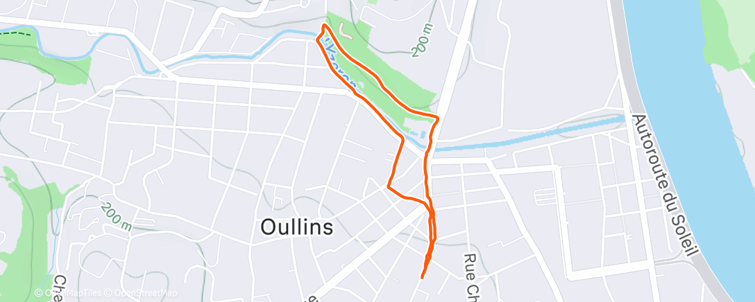 Map of the activity, Course à pied en soirée