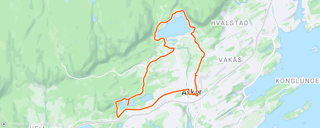 Map of the activity, Rundt Semsvannet og Asker golfklubb på sykkel