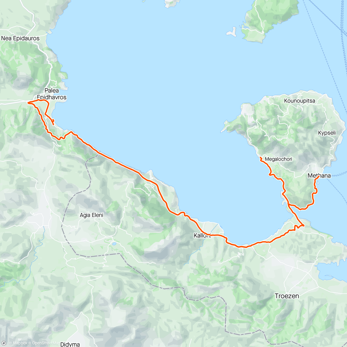 Mapa de la actividad, BreakawayGreece.com to Methana volcano
