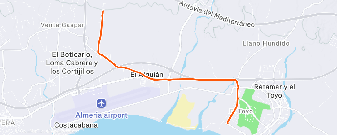 Map of the activity, Carrera de tarde