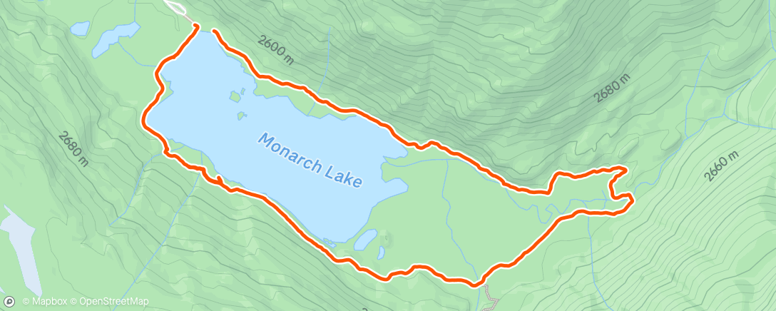 Map of the activity, Monarch Lake hike