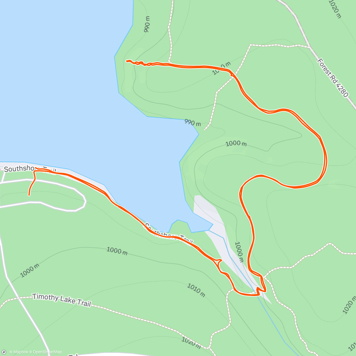 Map of the activity, Timothy Lake / PCT Hike