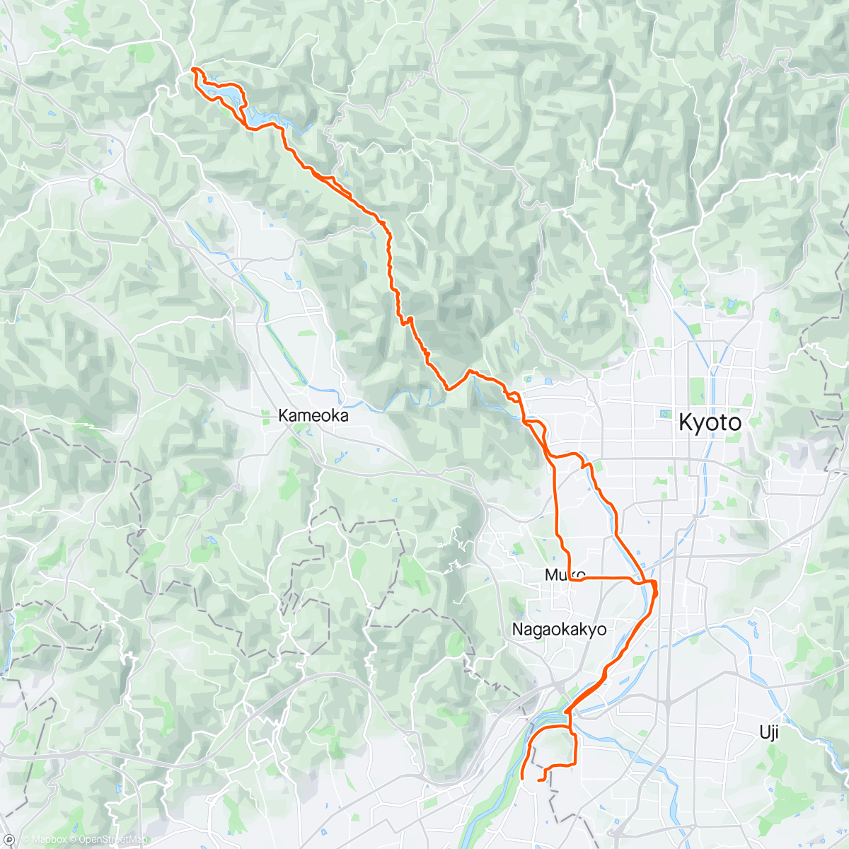「六丁峠、水尾、越畑、神吉、日吉ダム（折返）」活動的地圖