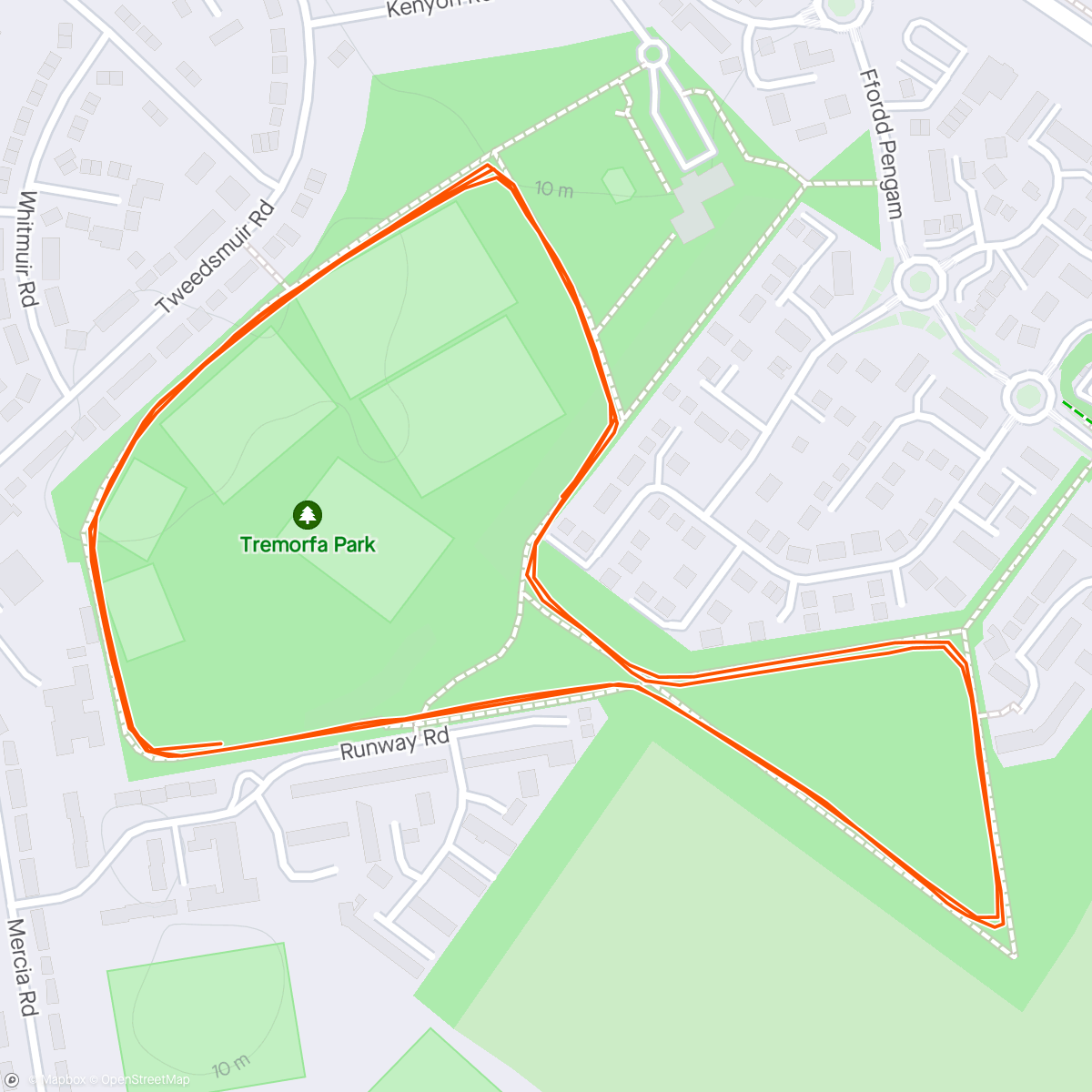 Map of the activity, Tremorfa (30th) parkrun (189th) Official time 31:37