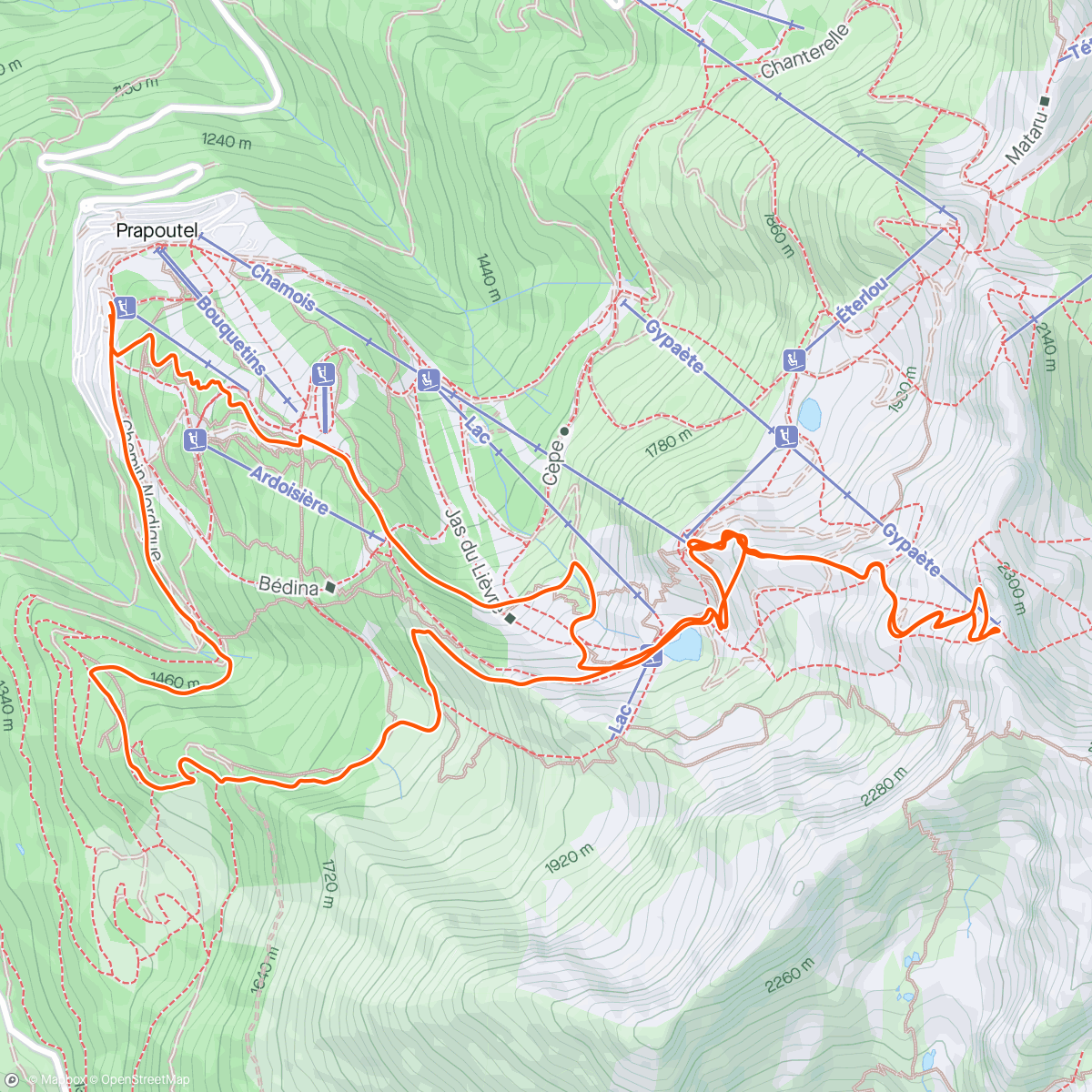 Map of the activity, Morning trail prapoutel➡️ gypaète (col du pouta) 🏃