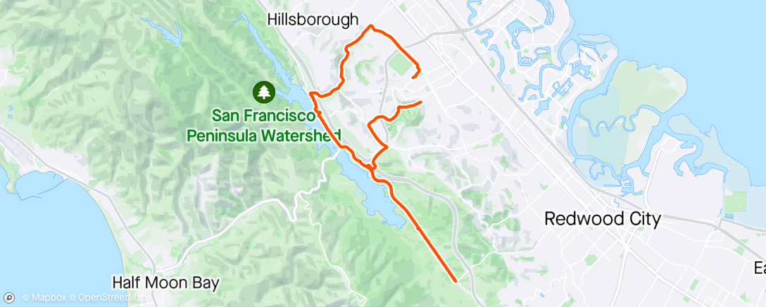 Map of the activity, San Mateo / Redwood City, San Francisco Peninsula Watershed