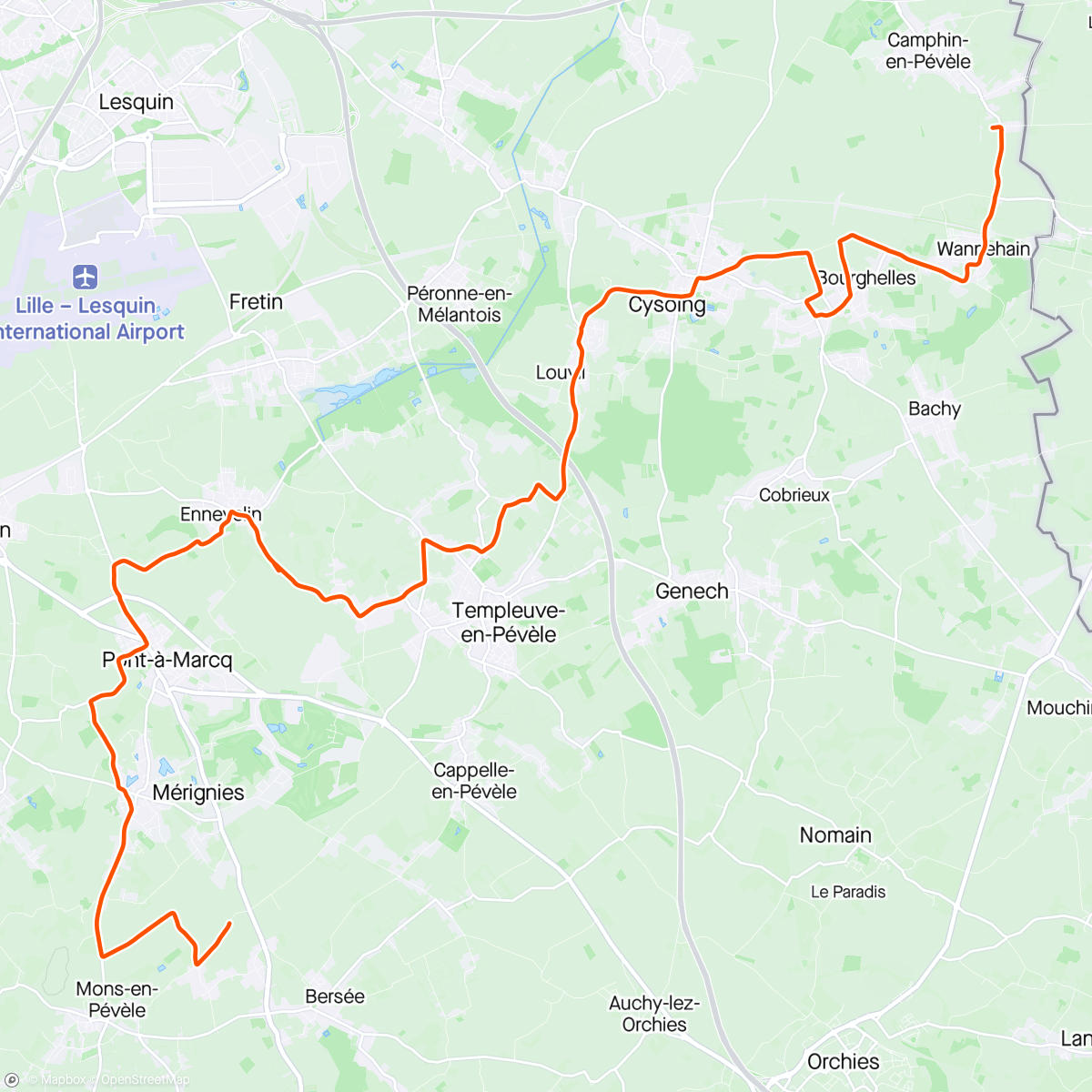 「ROUVY - Vincourt to Gruson | France」活動的地圖