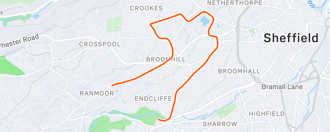 Map of the activity, Afternoon Run