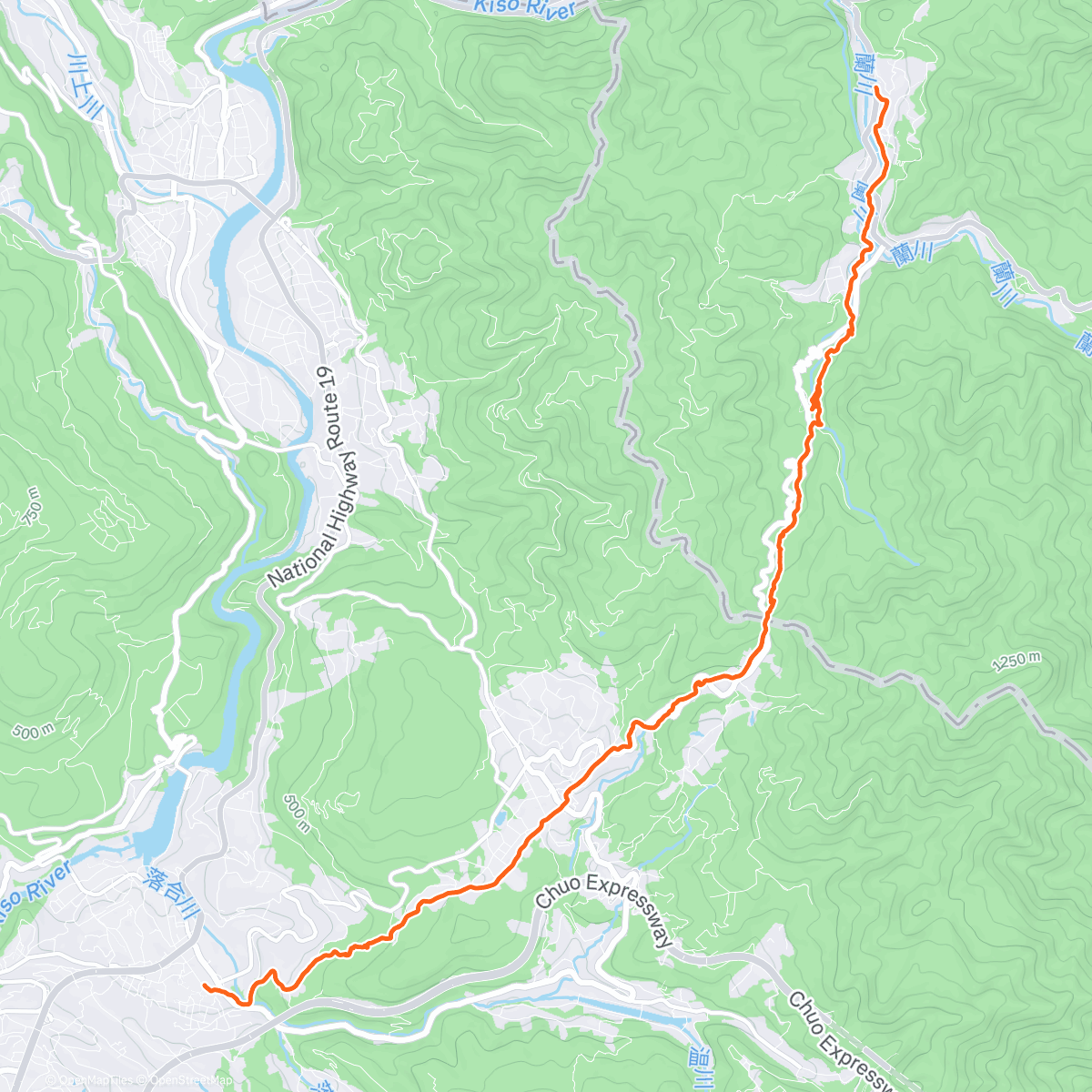 Map of the activity, 十石峠~馬籠峠午後のハイキング