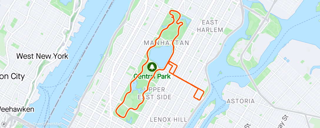Map of the activity, Sunday morning loops in Central Park