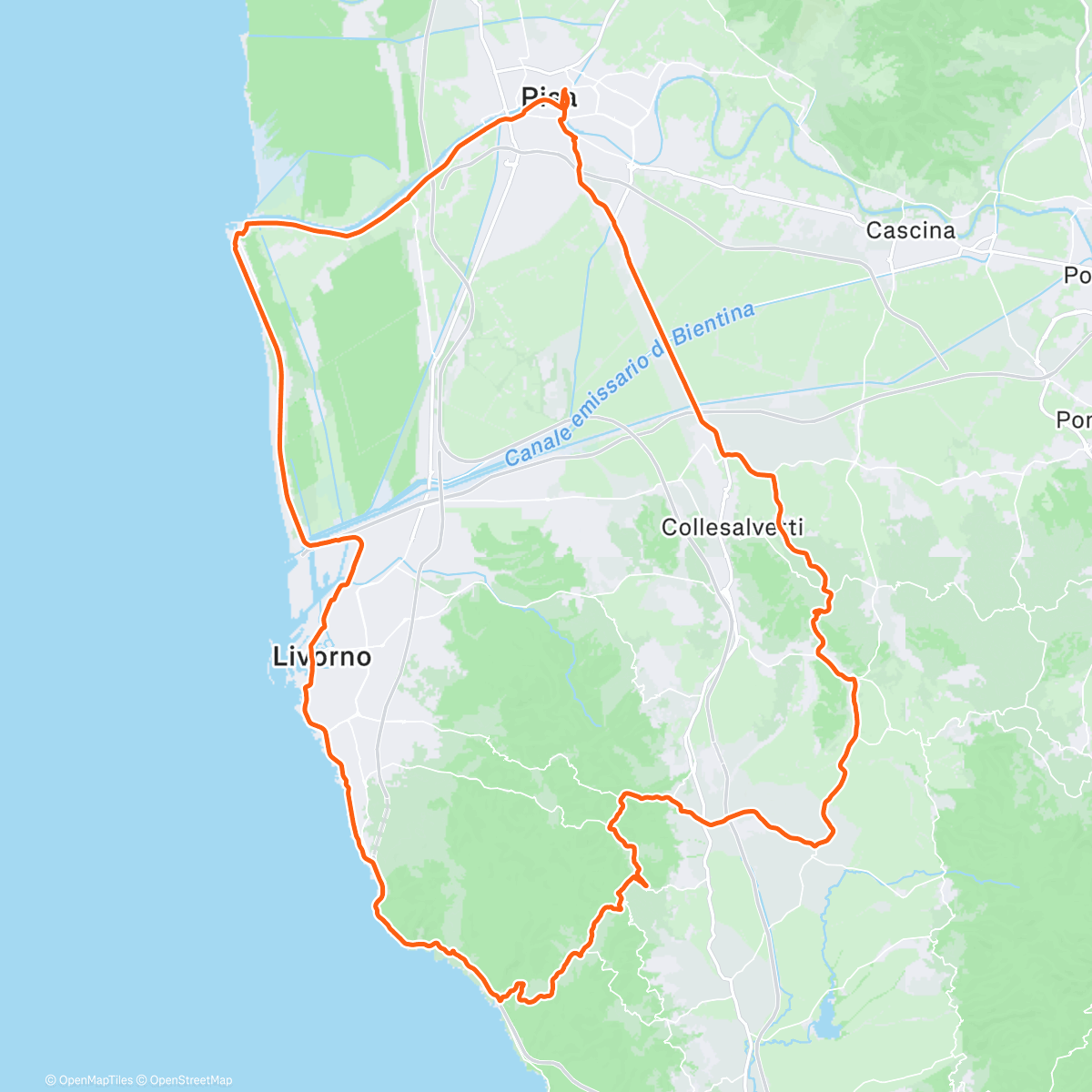 Map of the activity, Pedalata mattutina