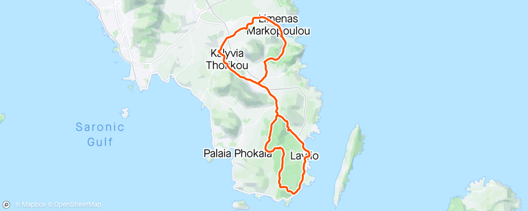 Map of the activity, Morning Ride lavrio