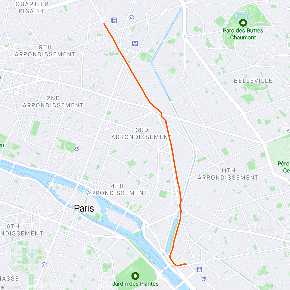 Map of the activity, A Paris à vélo, on dépasse les autos 😁