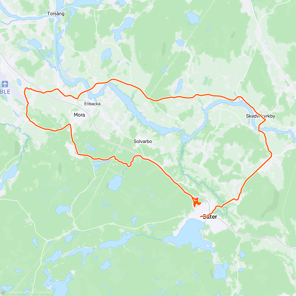 Map of the activity, Stighets i solen på Klippinge-banan och sen avslut på väg i stormvindarna