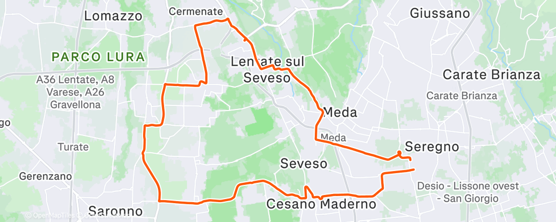 Map of the activity, Pedalata dell'ora di pranzo