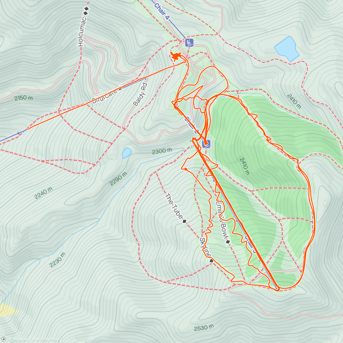 Map of the activity, Ski Baldy